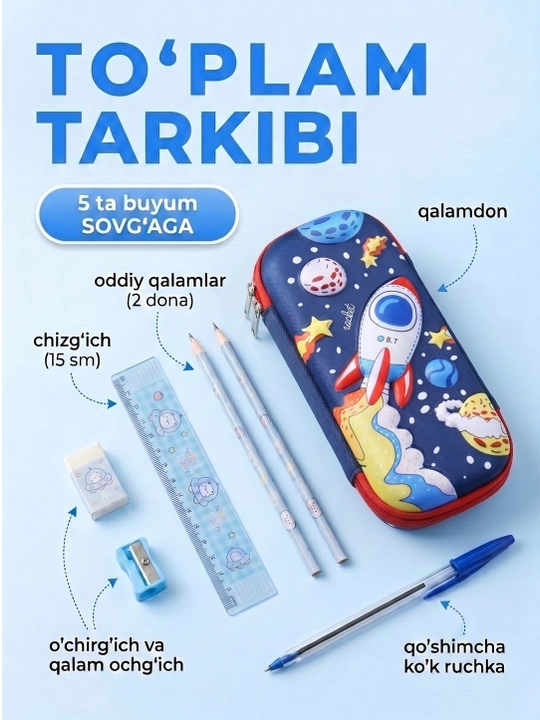 3D qalamdon maktab uchun, penal bolalar uchun, o'quv qurollari organayzer