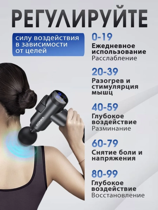 KONKA massaj uskunasi 99 xil tezlik, 8 nasadka, LED displey, keys, massaji vositasi