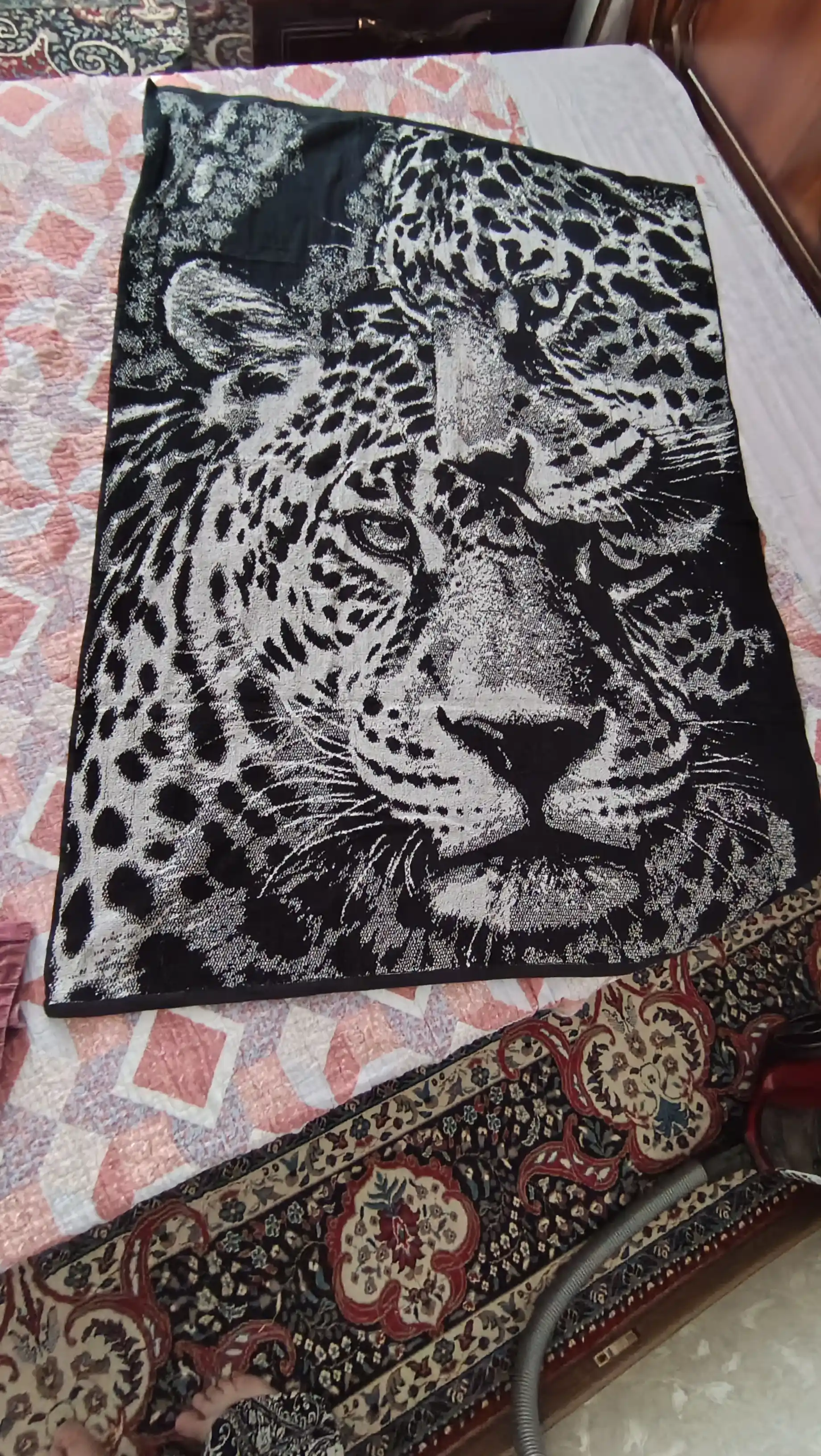 Leopard paxmoq sochig‘i, 100 x 150 sm, paxta tolali, katta, hammom uchun