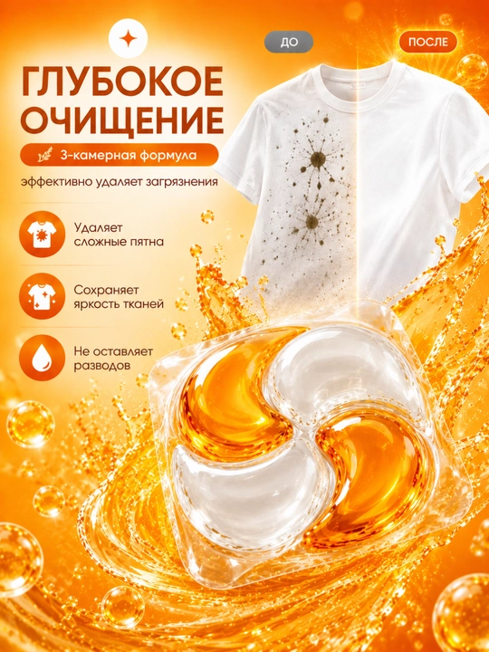 Универсальные капсулы для стирки Jasmine Care 8x, 40 шт, разные ароматы