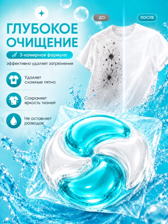 Универсальные капсулы для стирки Jasmine Care 8x, 40 шт, разные ароматы