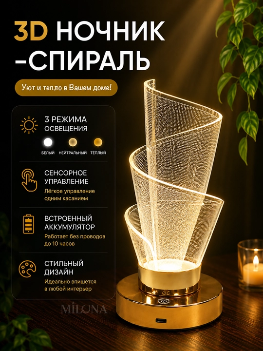 Настольная LED лампа светильник декоративный ночник для спальни гостиной дома USB свет