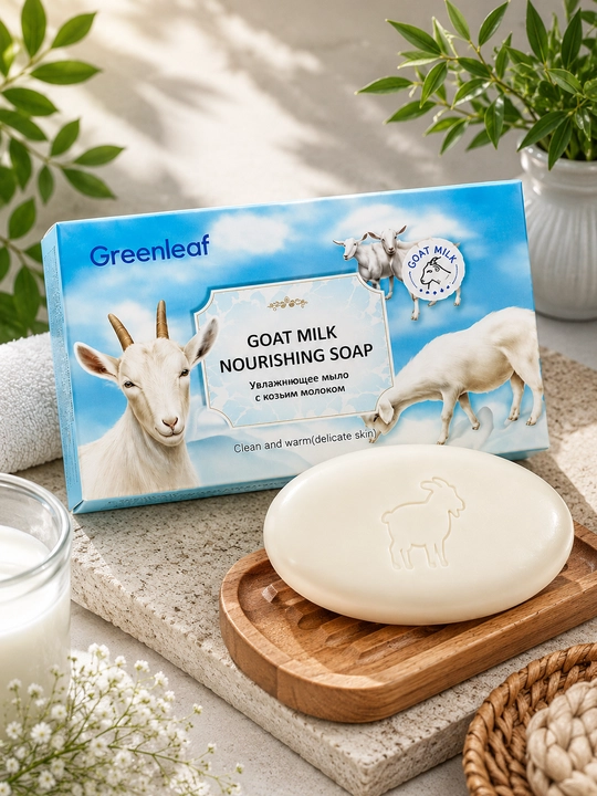 Питательное мыло Greenleaf с козьим молоком для лица и тела 120 г - 