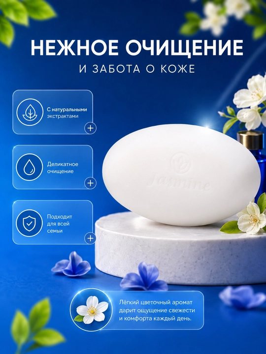 Jasmine Care kosmetik krem sovuni, aromatik ekstraktlar bilan, 208 gr