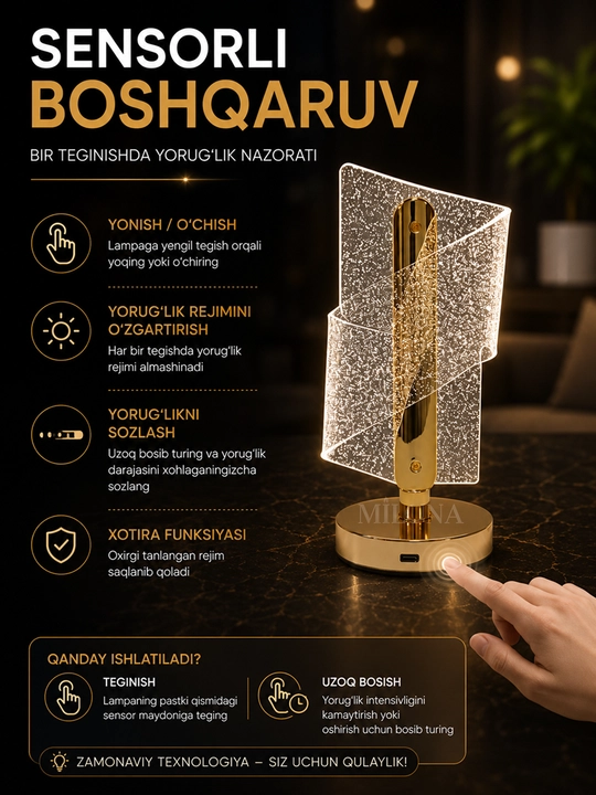 Stol lampasi LED dekorativ svetilnik tungi chiroq yotoqxona uchun svitilnik zamonaviy USB