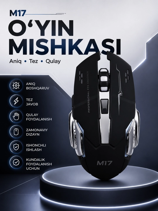 Игровая мышь IMICE бесшумная, беспроводная m17, c RGB подсветкой - 