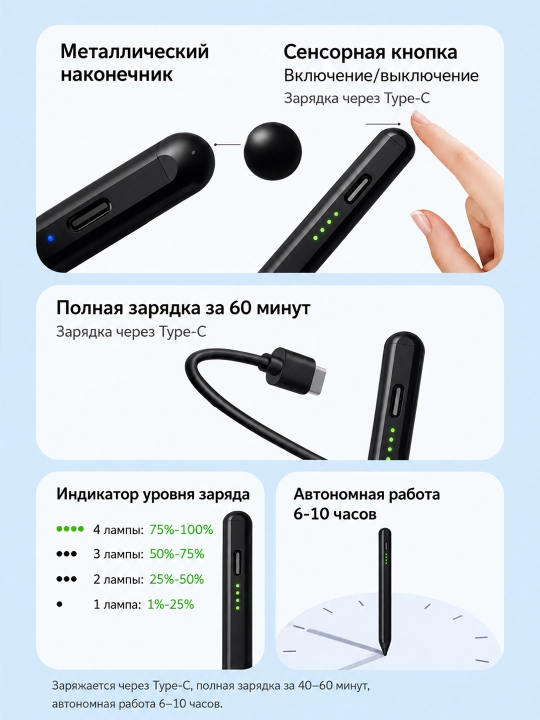 Chizish, o‘qish va ish uchun universal stilus, planshet va telefon uchun