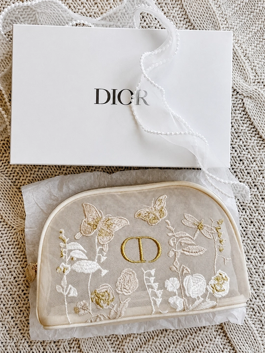 Женская косметичка в стиле Dior, прозрачная, с изумрудной вышивкой, косметическая сумка