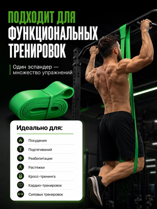 Эспандер резиновый для фитнеса и тренировок, латексный, сопротивление 2–104 кг