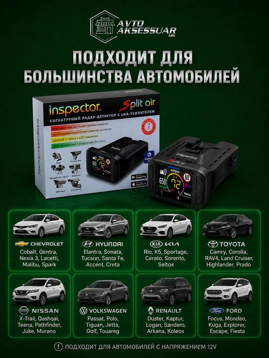 Радар детектор, antiradar, INSPECTOR Split Air, с GPS