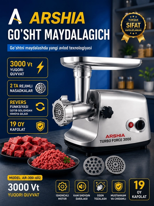 Arshia Turbo Force 3000 (AR-300-602) go'sht maydalagich