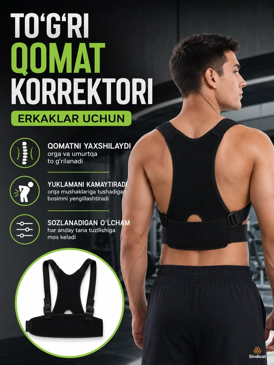 Umurtqa pog'onasini, tekislash uchun ortopedik korset, qattiqlashtiruvchi, uniseks - 