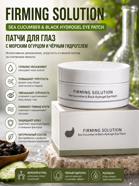 Dengiz bodringli, qora gidrogelli gidrogel patchlari - 