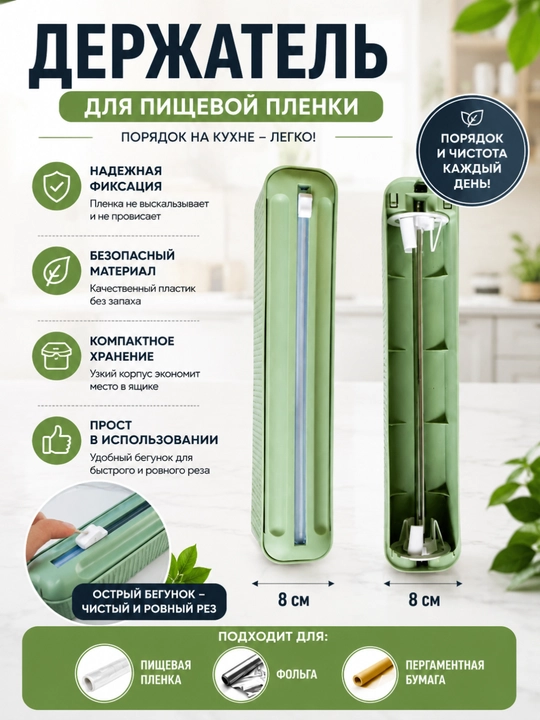 Кухонный держатель для фольги и бумаги, диспенсер для пищевой пленки с резаком