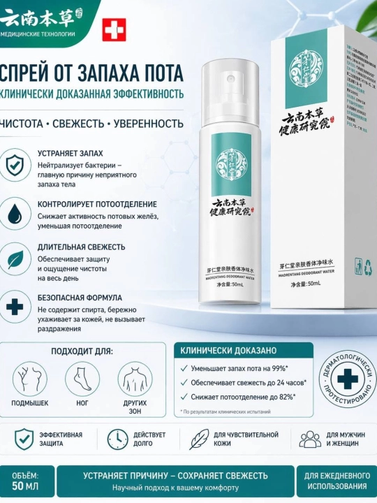 Дезодорант-спрей от повышенного потоотделения (72 часа защиты)