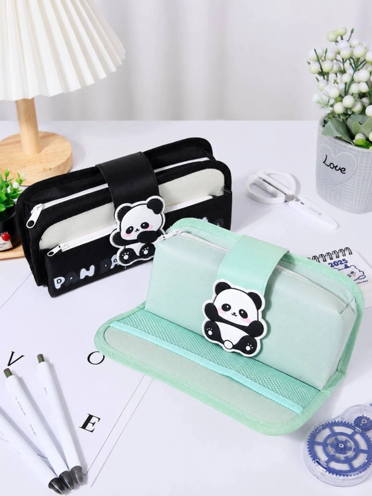 Maktab penali o‘g‘il va qiz bolalar uchun, panda rasmli kanselyariya qutisi, sig‘imli