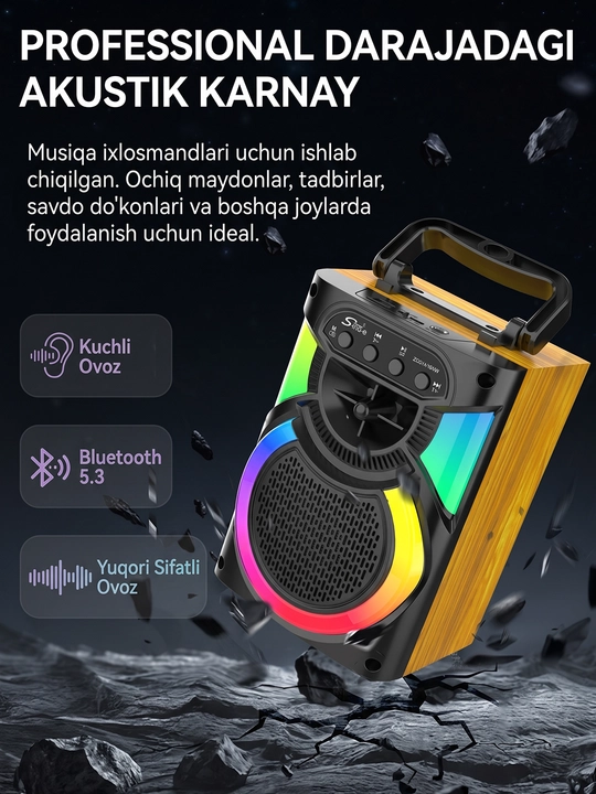 Bluetooth колонка с микрофоном, беспроводная колонка, микрофон караоке, бас