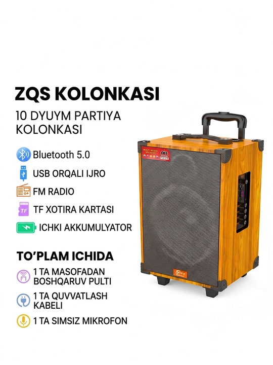 Bluetooth колонка с микрофоном, беспроводная колонка, микрофон караоке, бас