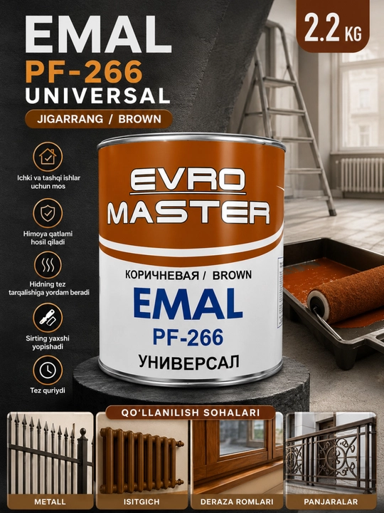EVRO MASTER EMAL PF-115 Universal 2.2 kg Metall, Yog'och va Beton uchun - 