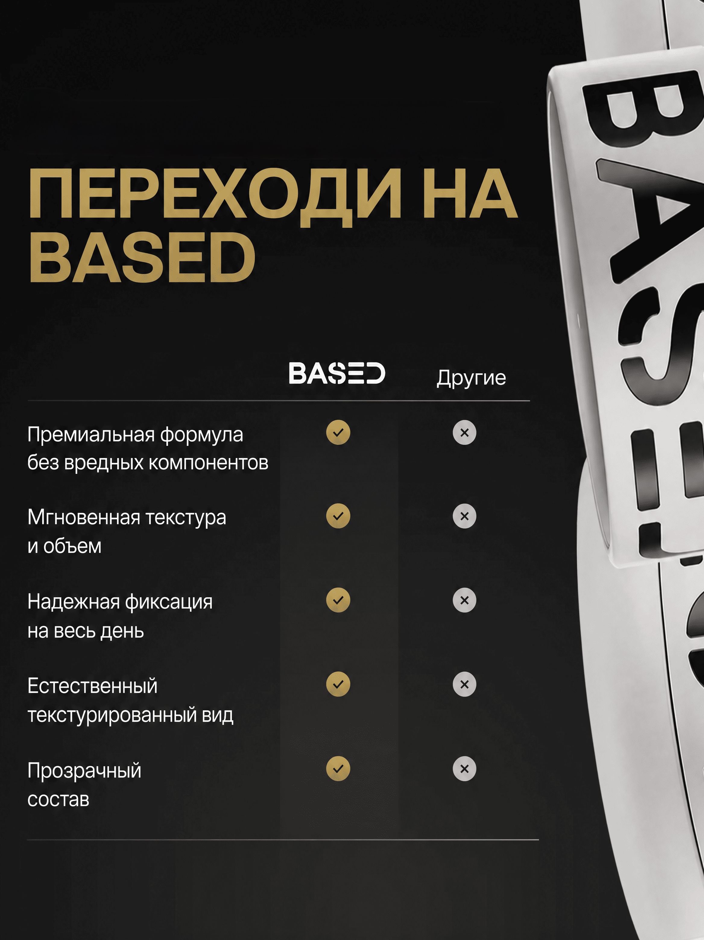 Матовая глина для укладки волос BASED Hair Clay, сильная фиксация, 85 г