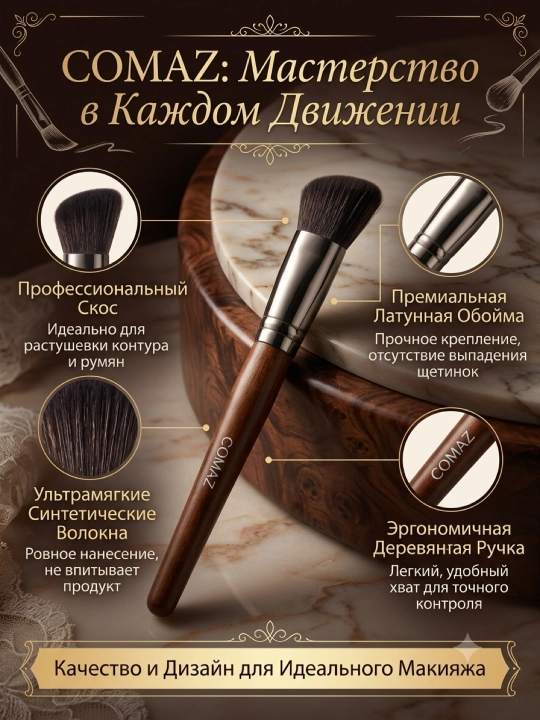 Профессиональная скульптурирующая кисть для макияжа COMAZ - 
