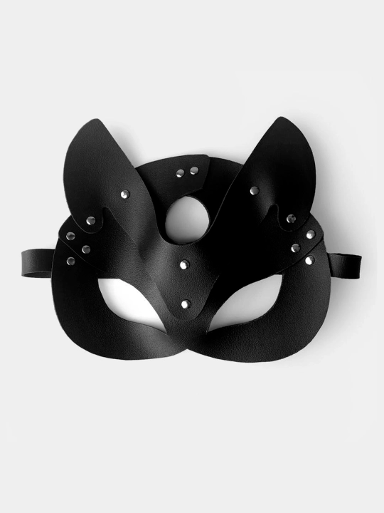 Кожаная маска кошка, карнавальная, для игр