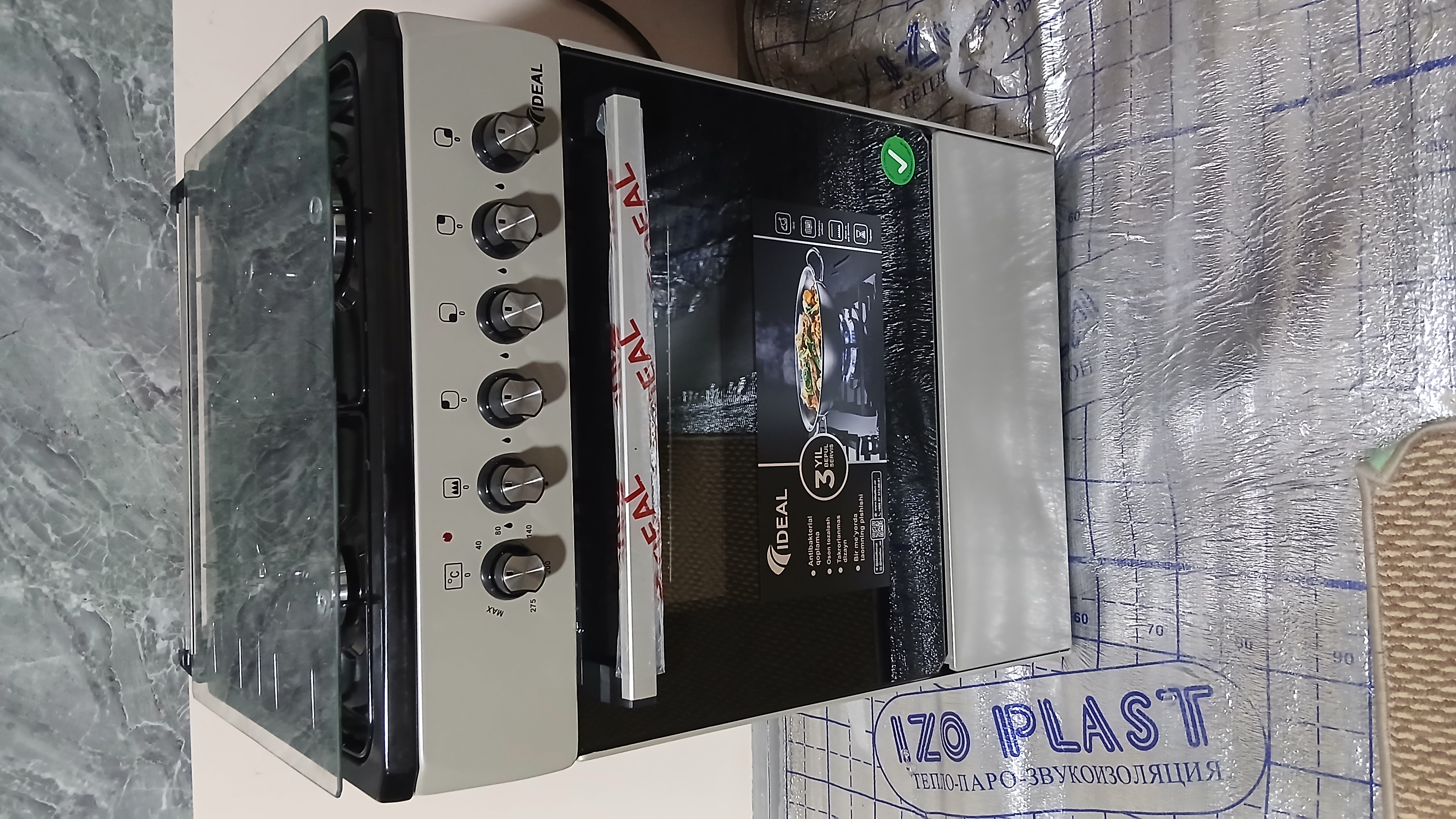 Gaz plita Ideal L110, 4 konforkali, pech hajmi 65 litr, 60 * 60
