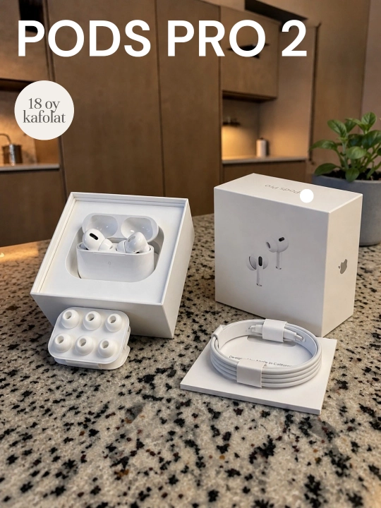 A Pods Pro 2 Premium simsiz quloqchinlari, iPhone va Android uchun Bluetooth, sensorli