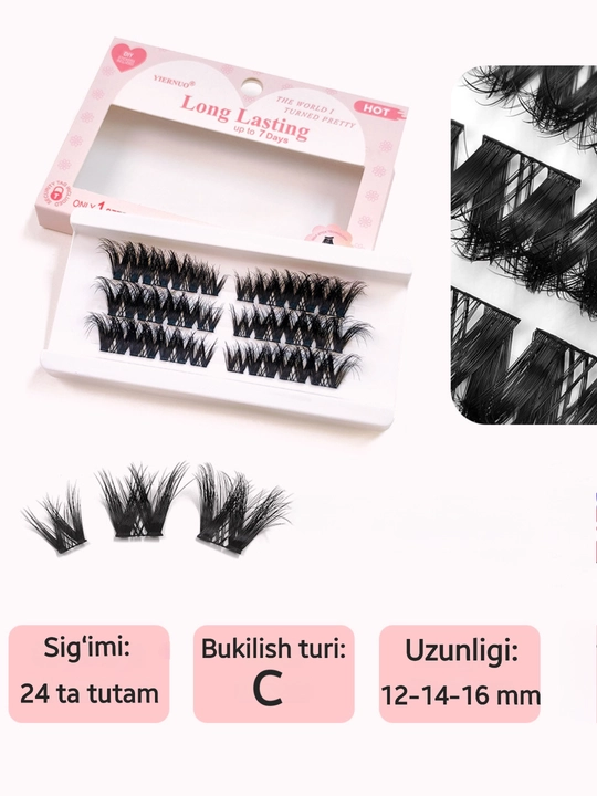 Yelimsiz o‘zi yopishadigan klasterli kipriklar, yasama kipriklar to‘plami - 