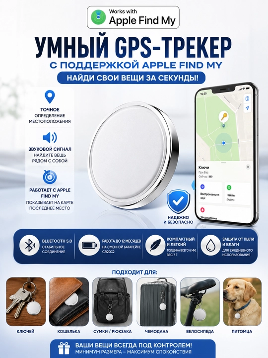 Apple Find My bilan ishlovchi aqlli GPS treker - 