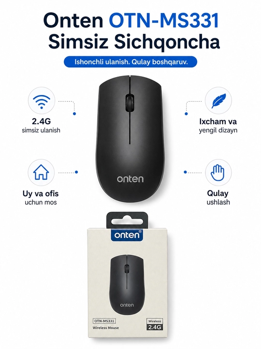 Беспроводная мышь ONTEN OTN-MS331, 2,4 ГГц, USB, для ноутбука и компьютера - 