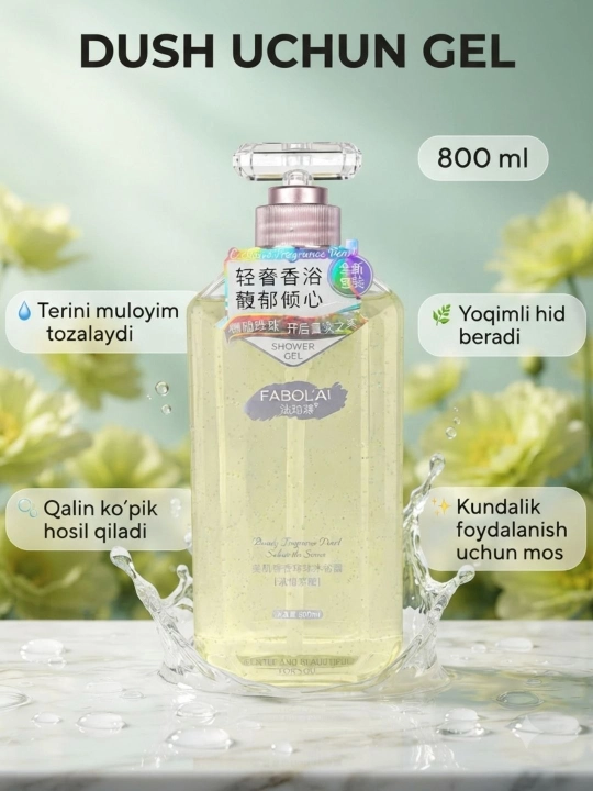 Fabol’AI dush geli, 800 ml - terini mayin tozalaydi, namlaydi va yoqimli hid beradi - 