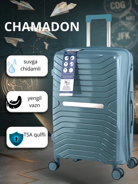 Qulfli yo‘l chamadoni, chamadonlar 360° ga aylanadigan qulflanadigan yo‘l sumkasi chamadon - 