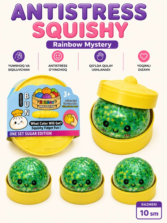 Squishy antistress o'yinchoq, qulupnay, pishloq va sariyog' shakli - 