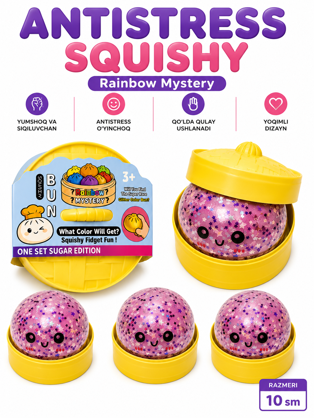 Squishy antistress o'yinchoq, qulupnay, pishloq va sariyog' shakli - 
