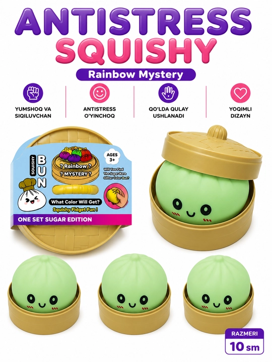Squishy antistress o'yinchoq, qulupnay, pishloq va sariyog' shakli - 
