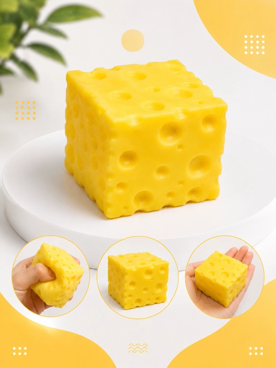Squishy antistress o'yinchoq, qulupnay, pishloq va sariyog' shakli