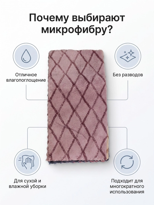 Тряпки для уборки из микрофибры 5 шт, универсальные салфетки для кухни, полотенце