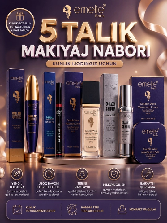 Sovg'a uchun 5 talik makiaj nabori, pardoz uchun to'plam, kosmetika to'plam - 