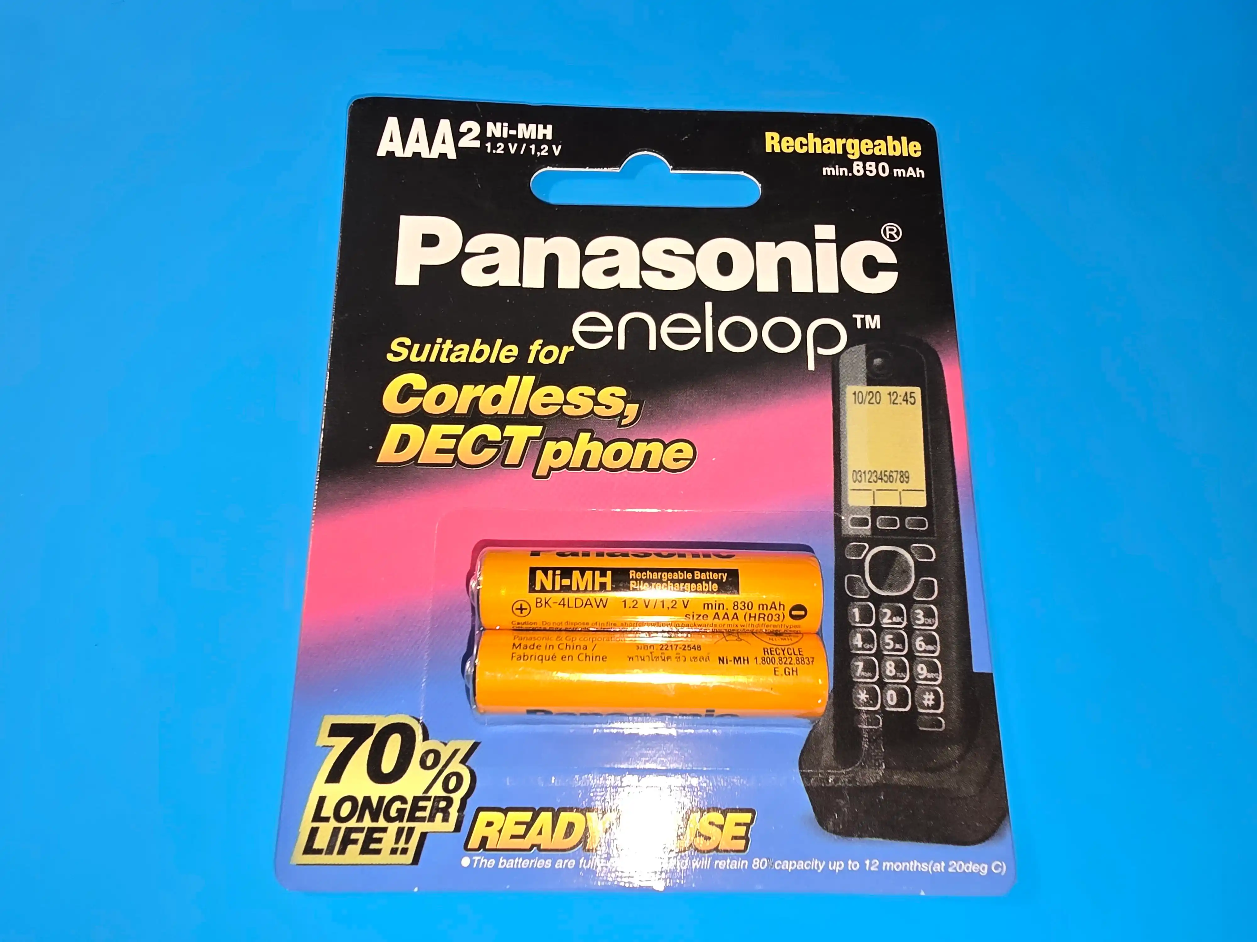 Panasonic AAA radiotelefon batareyasi, uy telefoni uchun batareyalar, 2 dona