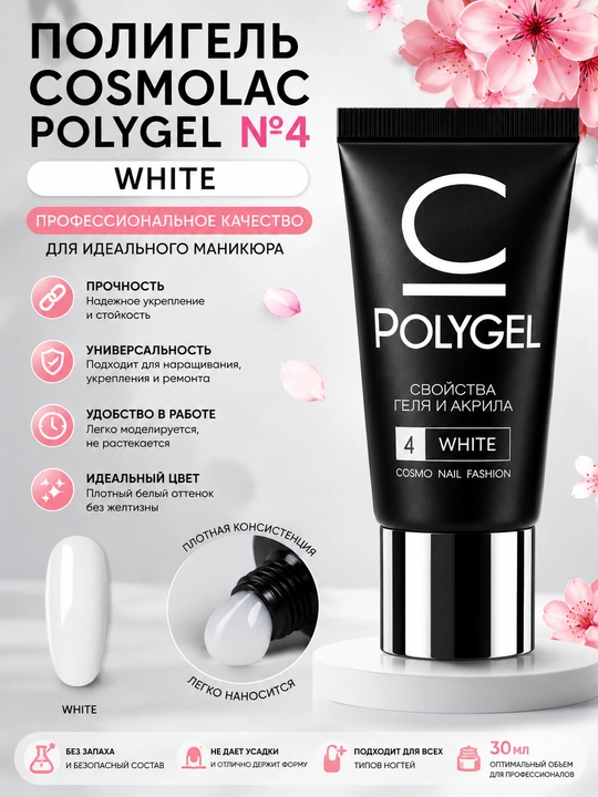 Профессиональный полигель для ногтей Polygel Cosmo Nail Fashion cosmolac, 30 мл