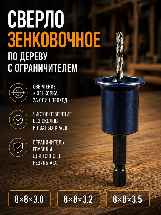 Сверло зенковочное по дереву с ограничителем HSS