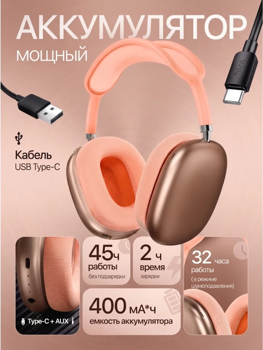 HOCO W65 Plus simsiz naushnik, Bluetooth 5.4, ANC, 45 soat