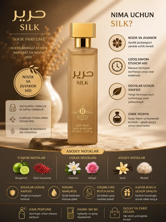 Silk Hair Perfume 100 ml soch uchun atir uzoq saqlanuvchi nozik hid - 