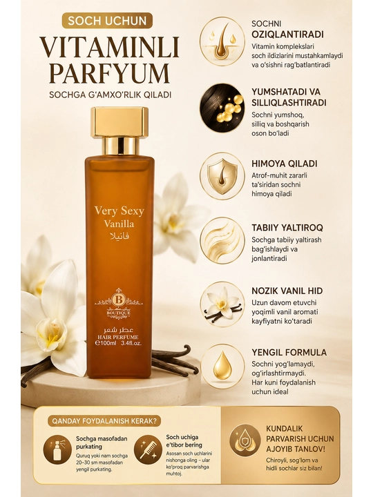 Very Sexy Vanilla soch parfumi vitaminli hair perfume 100 ml vanil hidli premium parvarish - 