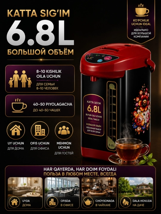 Термопот 6.8 L termopot  tefal termoz  termopot elektr choynak termos