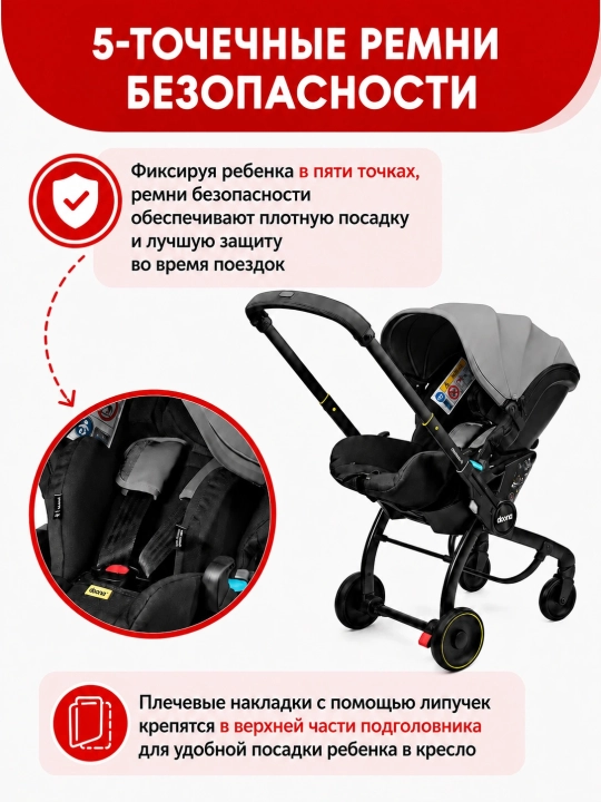 Автокресло-коляска, 2 в 1, для новорожденных 0+, до 20 кг, складные колеса