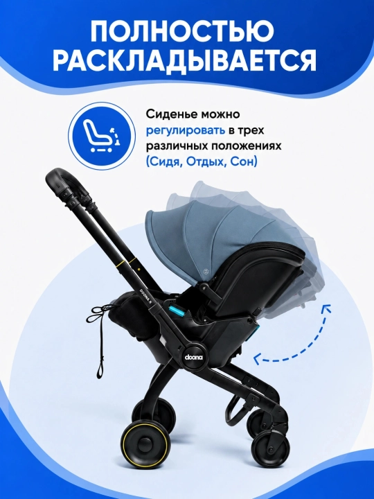 Автокресло-коляска, 2 в 1, для новорожденных 0+, до 20 кг, складные колеса