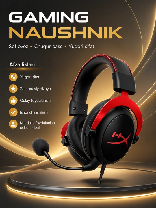 HyperX Cloud II Игровая гарнитура с Микрофоном стерео для ПК PS5 Xbox ноутбука - 