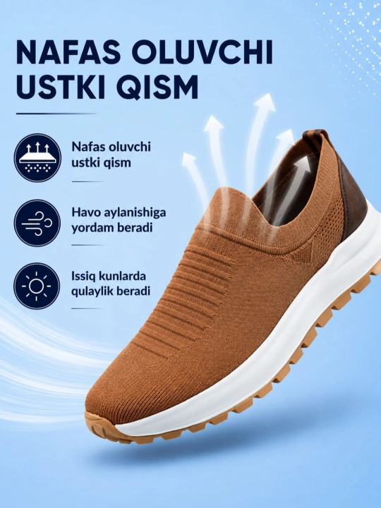 Erkaklar uchun PEGAS sliponi, yozgi, nafas oluvchi, yengil, tabiiy charmdan taglik, 39-43